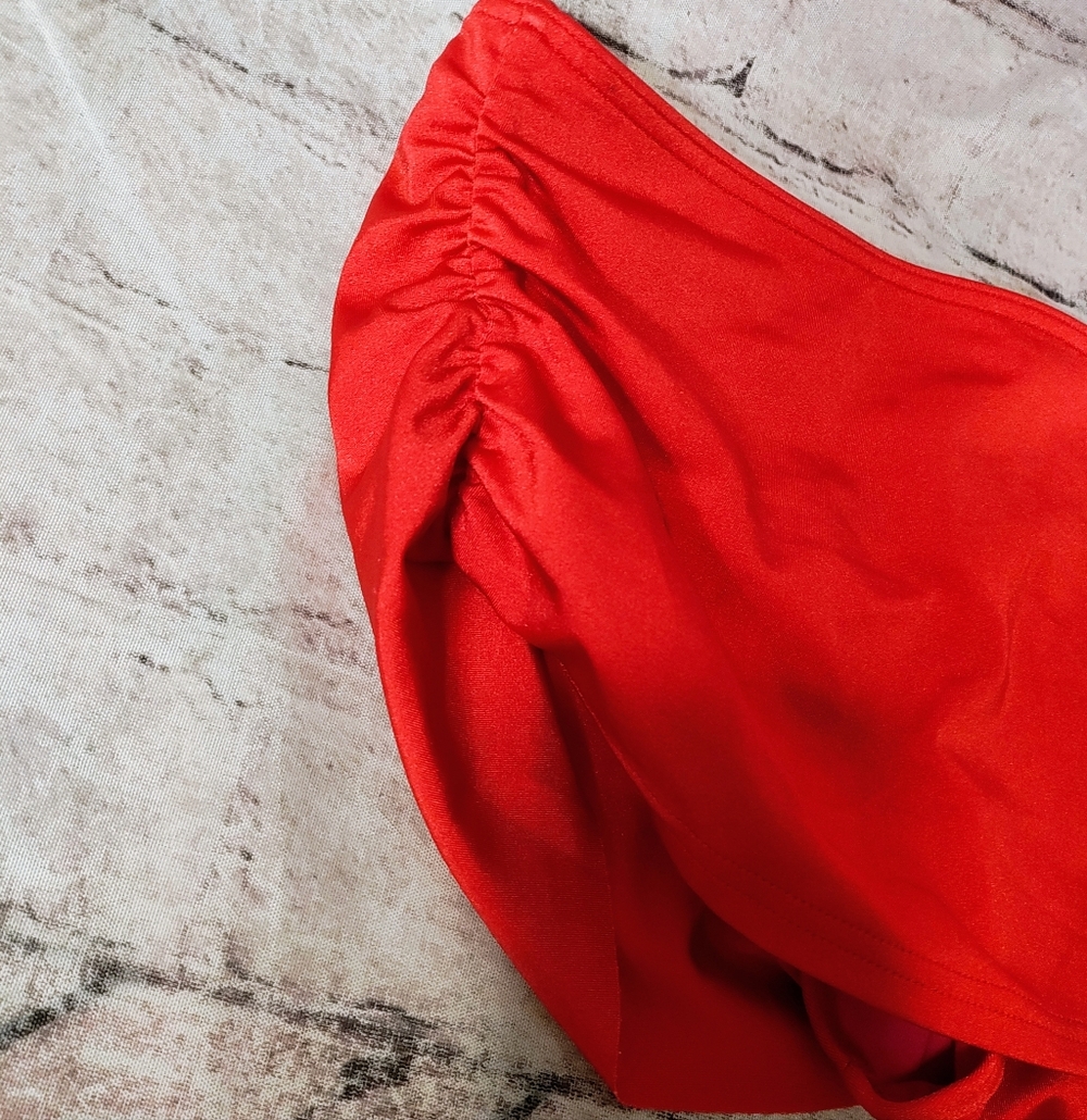 Victoria's Secret Red Swim Bikini Bottom Ruched Skirt Small - Picture 5 of 10